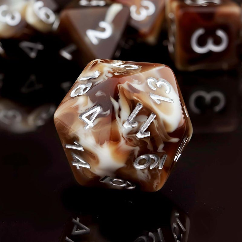 Haxtec Bronze DND Dice Set 7PCS Filled Resin Polyhedral D&D Dice for Roleplaying Games Dungeons and Dragons Gift - Image 4